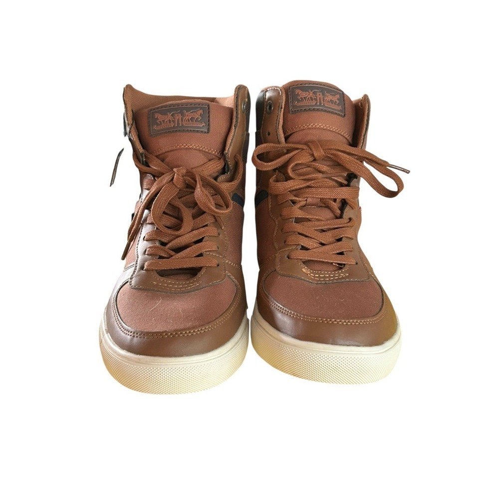 Levi's BB High CZ Lace Up Sneakers Tan Brown Canvas Shoes US Size 13, NWT - Picture 4 of 8